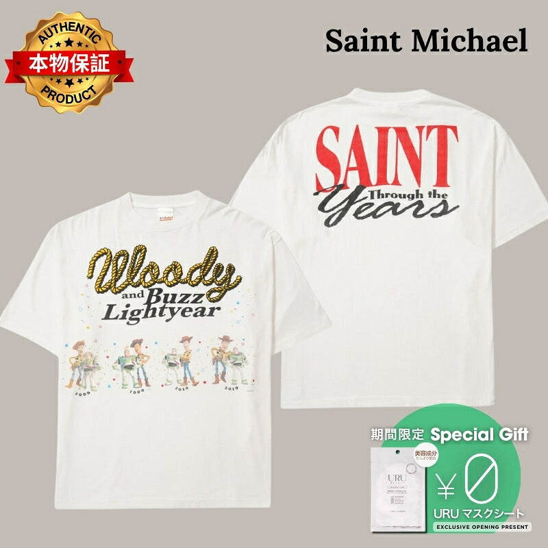 SAINT M×××××× セントマイケル 【本物保証】 Tシャツ ストリート系 ユニセックス セントマイケル x トイストーリーピクサー ショートスリーブTシャツ/ウッディ&バズ "ホワイト"