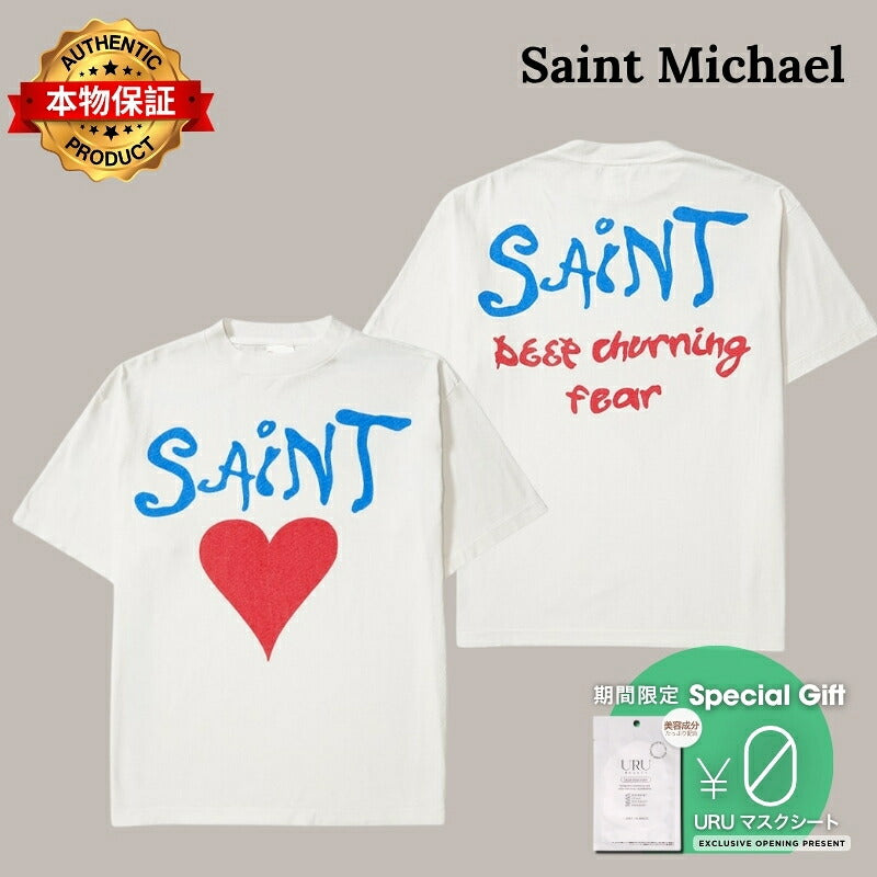 SAINT M×××××× セントマイケル 【本物保証】 Tシャツ ストリート系 ユニセックス セントマイケル ショートスリーブTシャツ/ディープ "ホワイト"