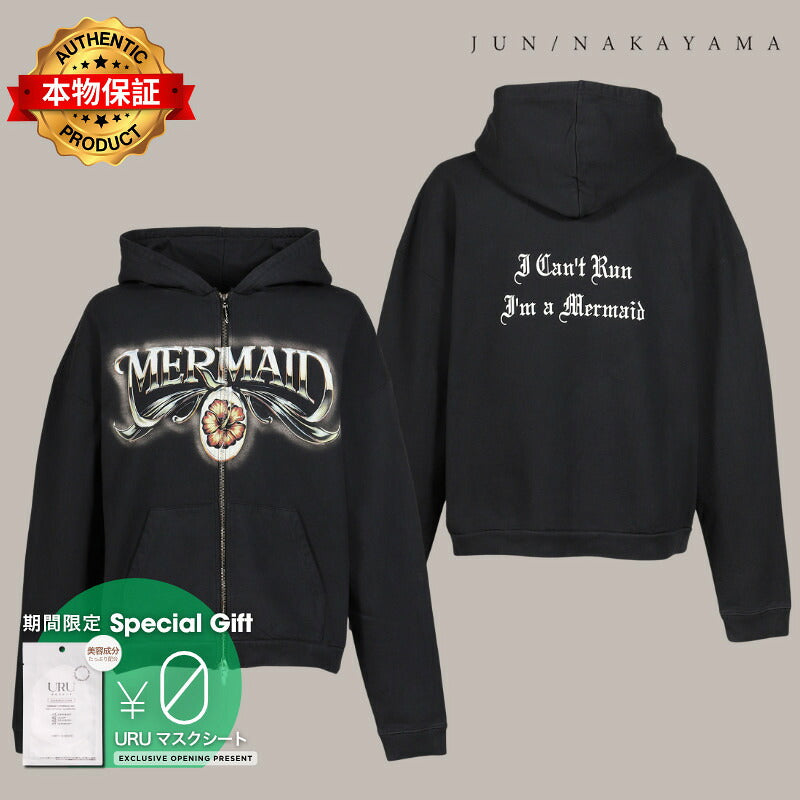 JUN/NAKAYAMA ジュン/中山 【本物保証】 パーカー ストリート系 メンズ MERMAID ZIP HOODIE / BLK