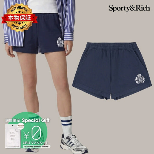 Sporty and Rich 【本物保証】 パンツ ストリート系 レディース NY Crest Embroidered Disco Short