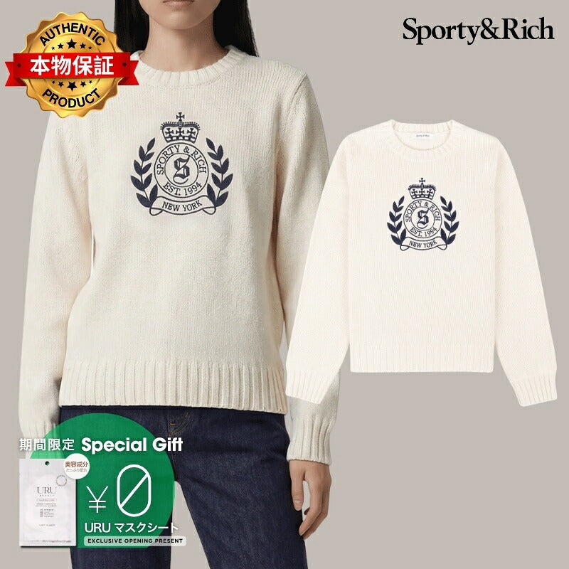 Sporty and Rich 【本物保証】 ニット ストリート系 レディース NY Crest Knitted Sweater