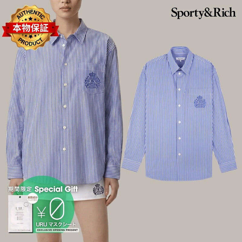 Sporty and Rich 【本物保証】 シャツ ストリート系 レディース NY Crest Oversized Shirt