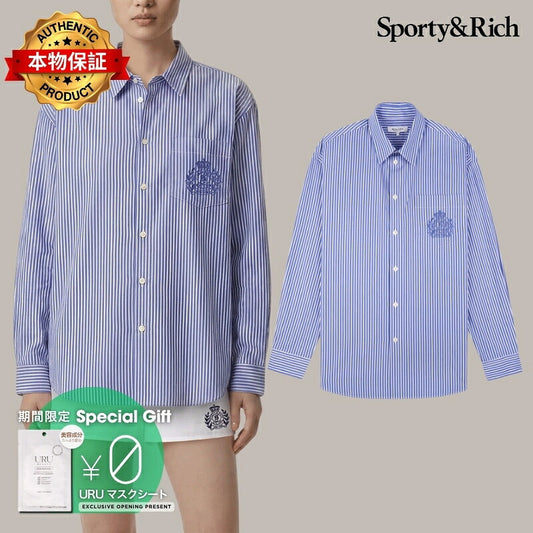 Sporty and Rich 【本物保証】 シャツ ストリート系 レディース NY Crest Oversized Shirt