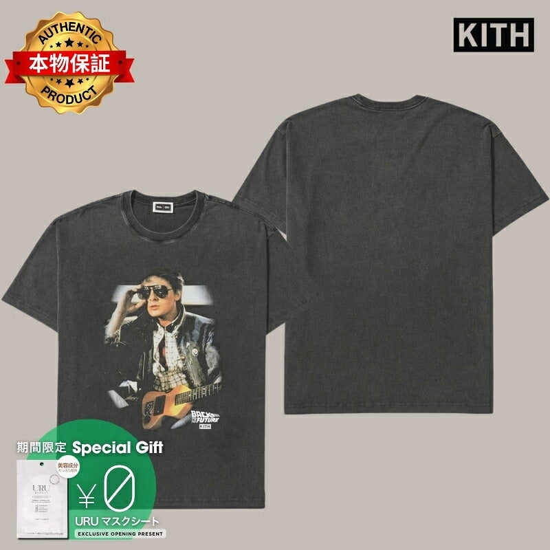 KITH キス 【本物保証】 Tシャツ ストリート系 ユニセックス キス x バックトゥザフューチャー マーティシェイズ ヴィンテージTシャツ "ブラック"