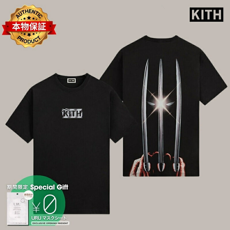 KITH キス 【本物保証】 Tシャツ ストリート系 ユニセックス キス x マーベル ウルヴァリン ヴィンテージ ティー "ブラック"