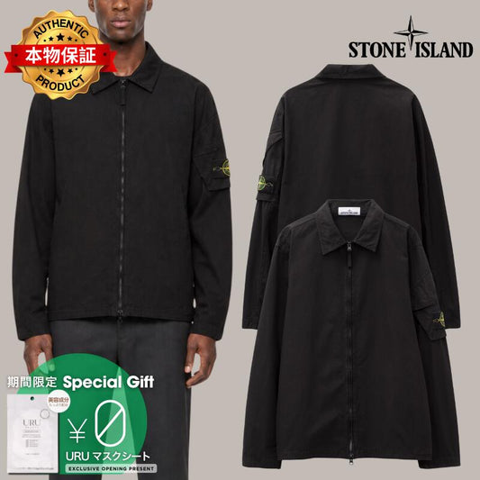 Stone Island ストーン アイランド 【本物保証】 シャツ ストリート系 メンズ Canvas Weave Arm Pocket Zip-Up Shirt
