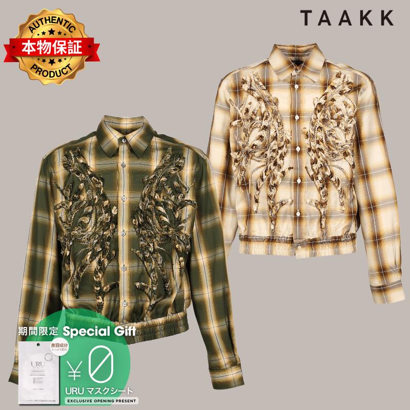 TAAKK ターク 【本物保証】 シャツ ストリート系 メンズ EMBROIDERED BLOUSON SHIRT / BEI