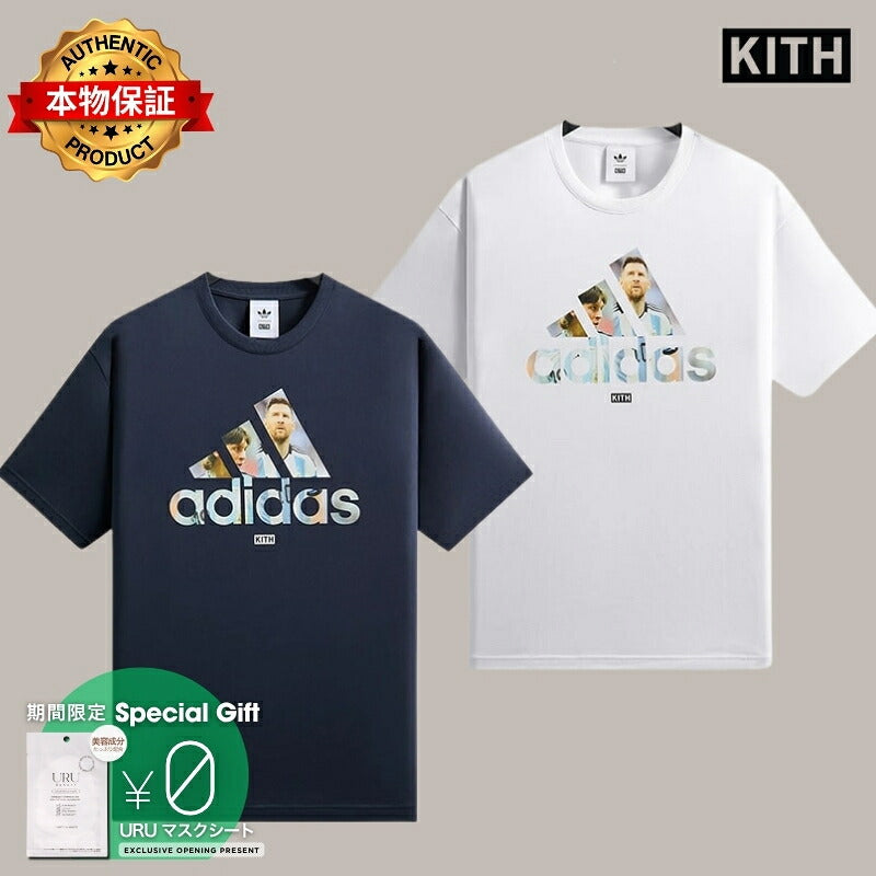 KITH キス 【本物保証】 Tシャツ ストリート系 ユニセックス キス x リオネルメッシ x アディダス フットボールグラフィックTシャツ "ナイトネイビー"