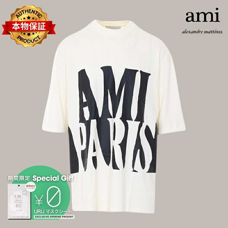 AMI PARIS アミ パリス 【本物保証】 Tシャツ ストリート系 ユニセックス アミパリス プリント オーバーサイズ Tシャツ "ホワイト"