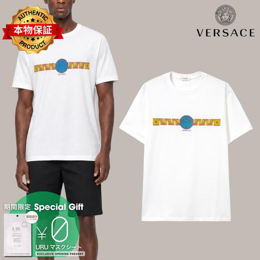 Versace ヴェルサーチェ 【本物保証】 Tシャツ ストリート系 ユニセックス Printed Cotton-Jersey Slim T-Shirt