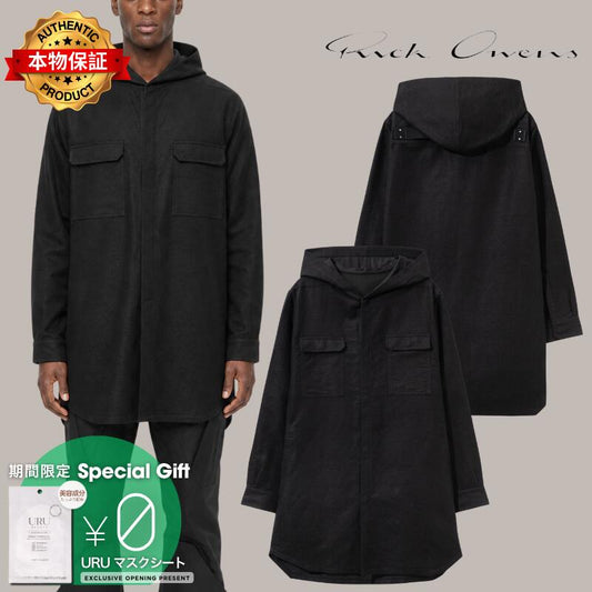 Rick Owens リックオウエンス 【本物保証】 シャツ ストリート系 メンズ HOODED OUTERSHIRT IN RAMIE MOLESKIN
