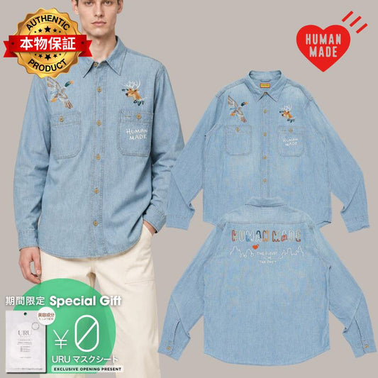 Human Made ヒューマンメイド 【本物保証】 シャツ ストリート系 ユニセックス Embroidered Chambray Shirt