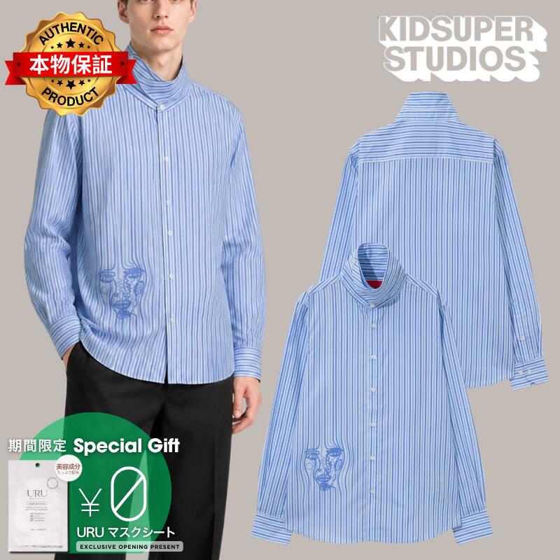 Kidsuper キッドスーパー 【本物保証】 シャツ ストリート系 メンズ Striped Face Button Up Shirt