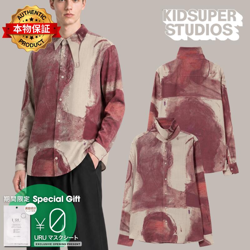 Kidsuper キッドスーパー 【本物保証】 シャツ ストリート系 メンズ Face Sketches Storm Flap Button Up Shirt