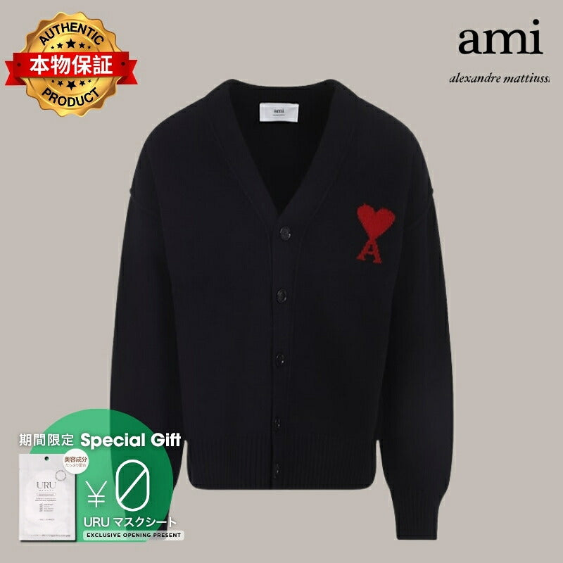 AMI PARIS アミ パリス 【本物保証】 knit ストリート系 ユニセックス アミパリス アミADCカーディガン "ブラック"