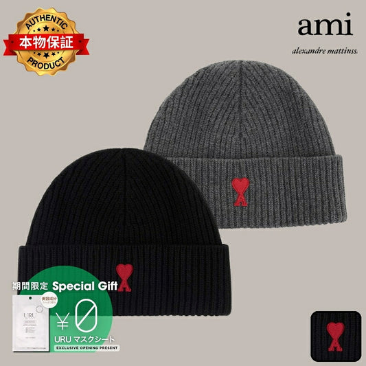AMI PARIS アミ パリス 【本物保証】 beanie ストリート系 ユニセックス アミパリス ウィメンズ ハット "ブラック"
