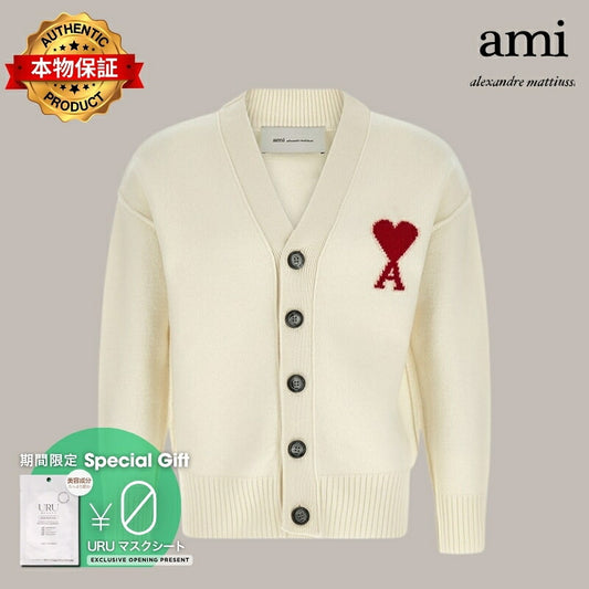 AMI PARIS アミ パリス 【本物保証】 knit ストリート系 ユニセックス アミパリス アミドゥクールカーディガン "ホワイト"