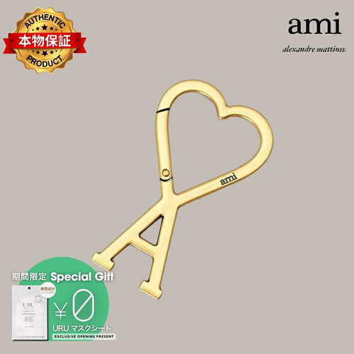 AMI PARIS アミ パリス 【本物保証】 keychain ストリート系 ユニセックス アミパリス メタルキーリング "ゴールド"