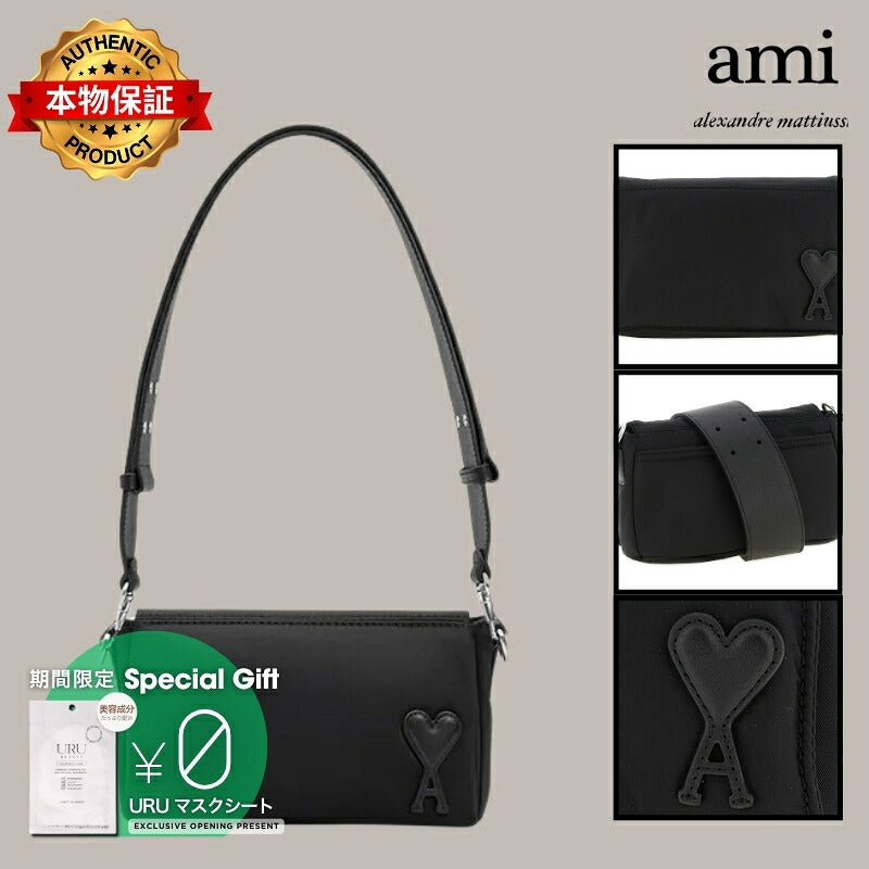 AMI PARIS アミ パリス 【本物保証】 バッグ ストリート系 ユニセックス アミパリス ナイロンキャンバス マルセルランチボックス バッグ "ブラック"