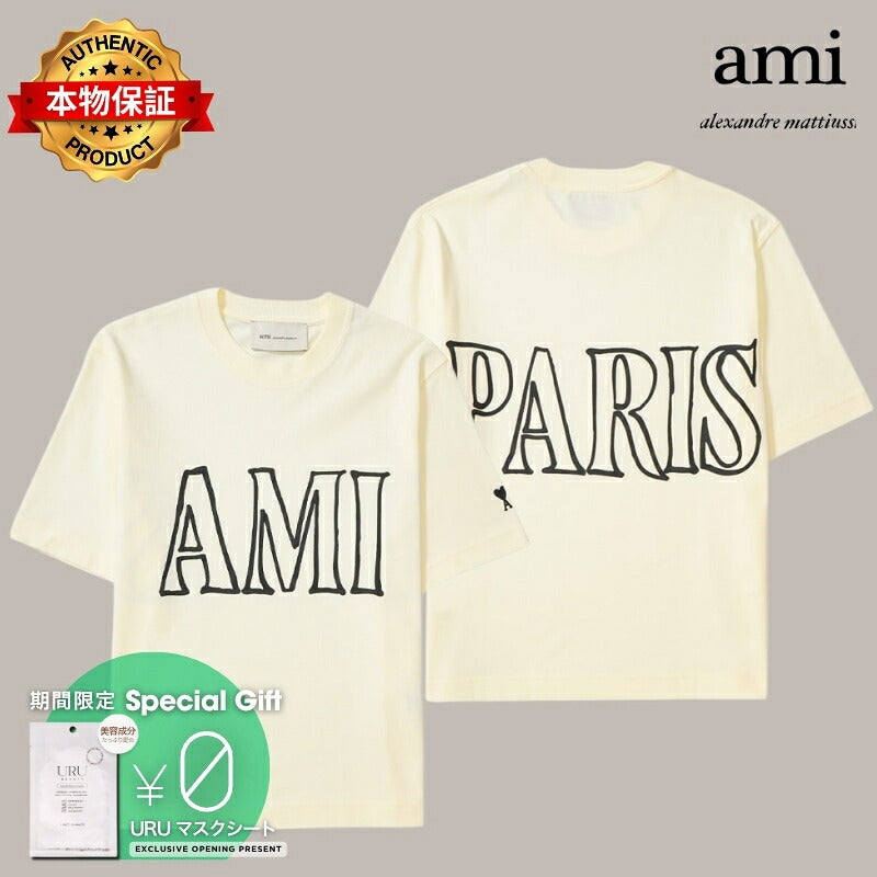 AMI PARIS アミ パリス 【本物保証】 Tシャツ ストリート系 ユニセックス アミパリス アミパリス プリント Tシャツ "オフホワイト"