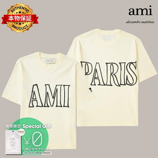 AMI PARIS アミ パリス 【本物保証】 Tシャツ ストリート系 ユニセックス アミパリス アミパリス プリント Tシャツ "オフホワイト"