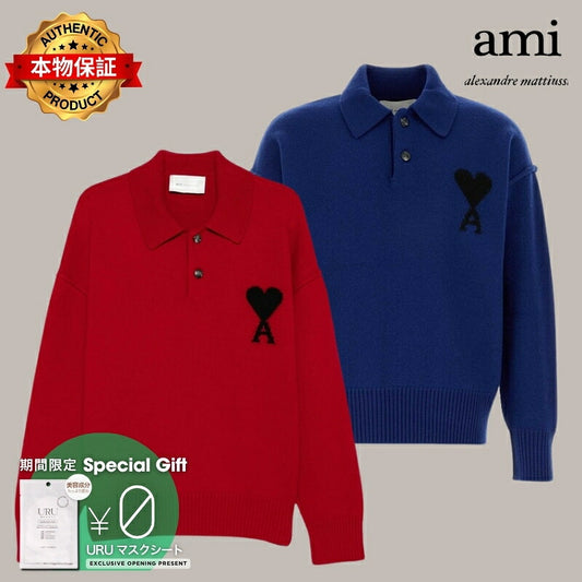 AMI PARIS アミ パリス 【本物保証】 knit ストリート系 ユニセックス アミパリス セーター "レッド"