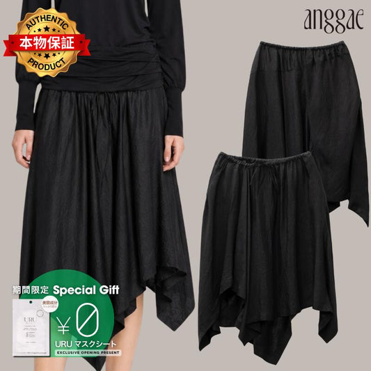 Anggae【本物保証】 スカート ストリート系 レディース Unbalanced Satin Skirt