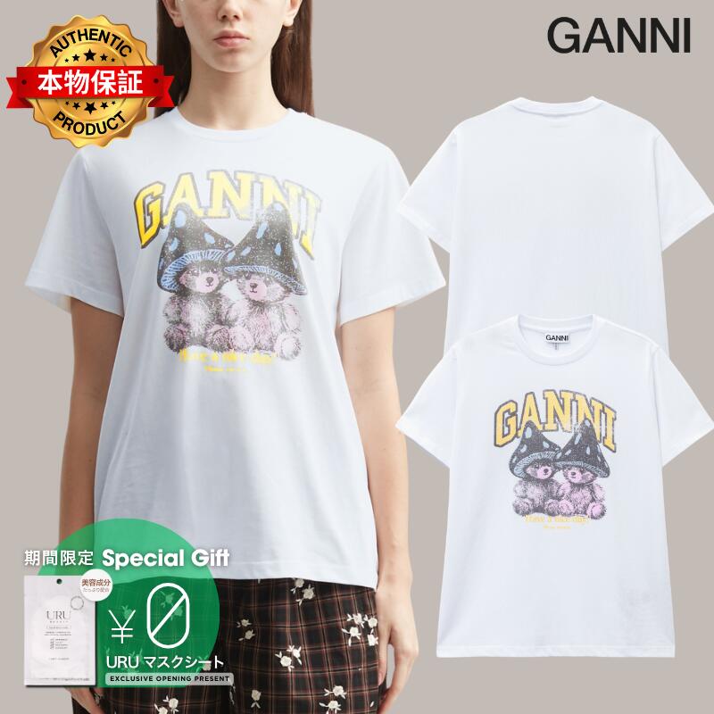 Ganni ガニー 【本物保証】 Tシャツ ストリート系 レディース T-Shirt With Mushroom Teddy