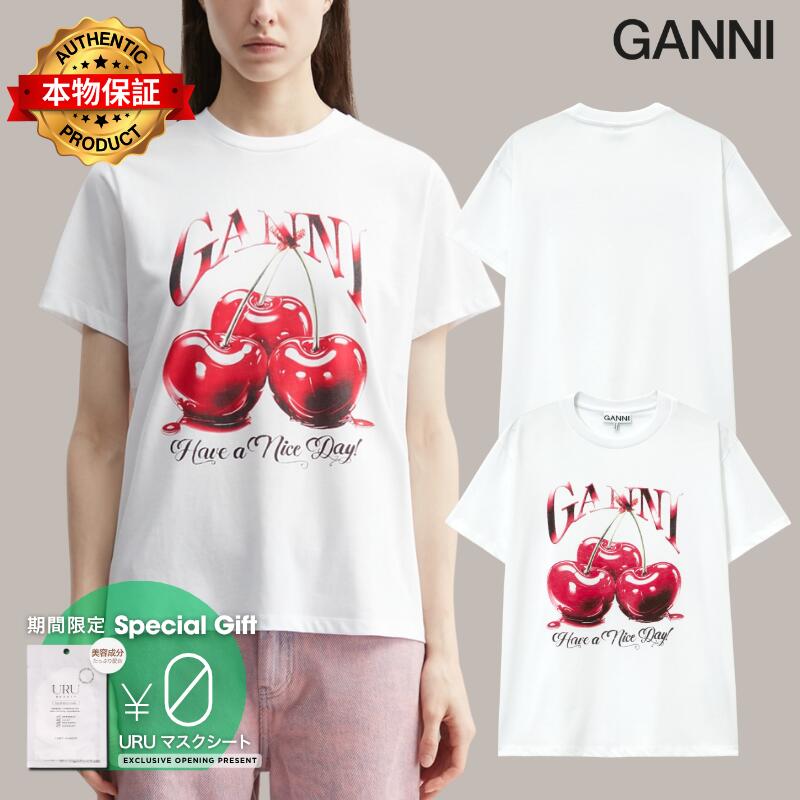 Ganni ガニー 【本物保証】 Tシャツ ストリート系 レディース Basic Jersey Cherry Relaxed T-Shirt