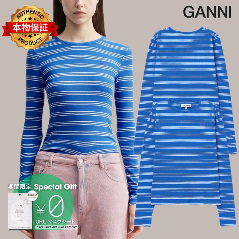 Ganni ガニー 【本物保証】 Tシャツ ストリート系 レディース Long-Sleeve Top With Stripes