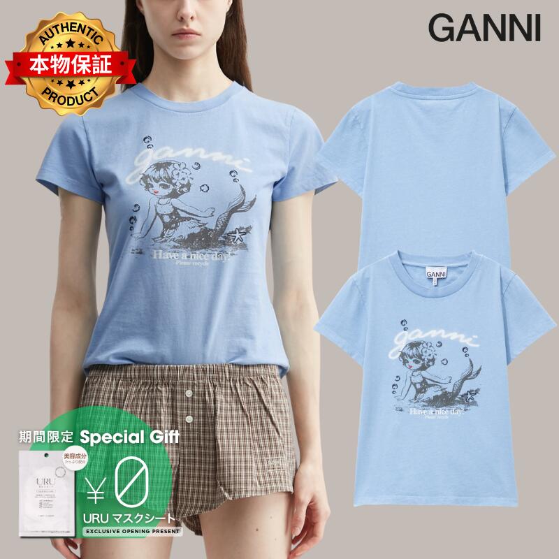 Ganni ガニー 【本物保証】 Tシャツ ストリート系 レディース Future Jersey Baby Fit Mermaid
