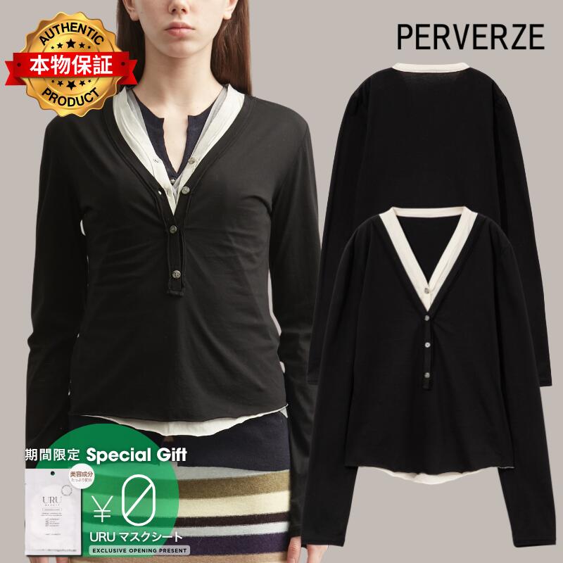 Perverze パーバーズ 【本物保証】 Tシャツ ストリート系 レディース Layered Henley Long T-Shirts