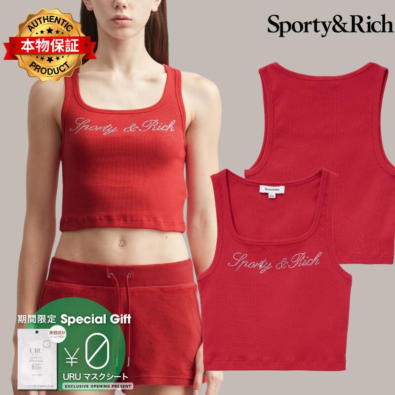 Sporty And Rich スポーティ＆リッチ 【本物保証】 Tシャツ ストリート系 レディース Signature Logo Krystal Tank