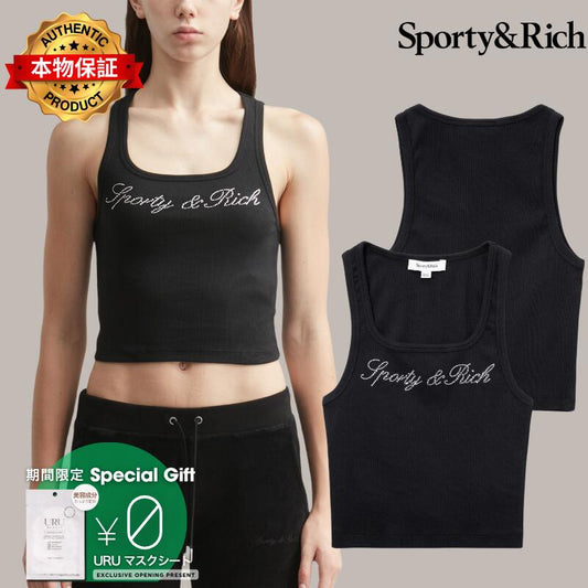 Sporty And Rich スポーティ＆リッチ 【本物保証】 Tシャツ ストリート系 レディース Signature Logo Krystal Tank