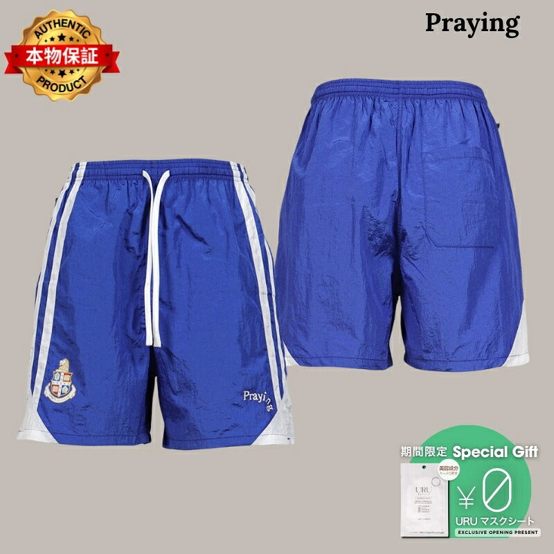 PRAYING 【本物保証】 ショートパンツ ストリート系 レディース ATHELTIC MEN'S SHORTS BLUE / BLU