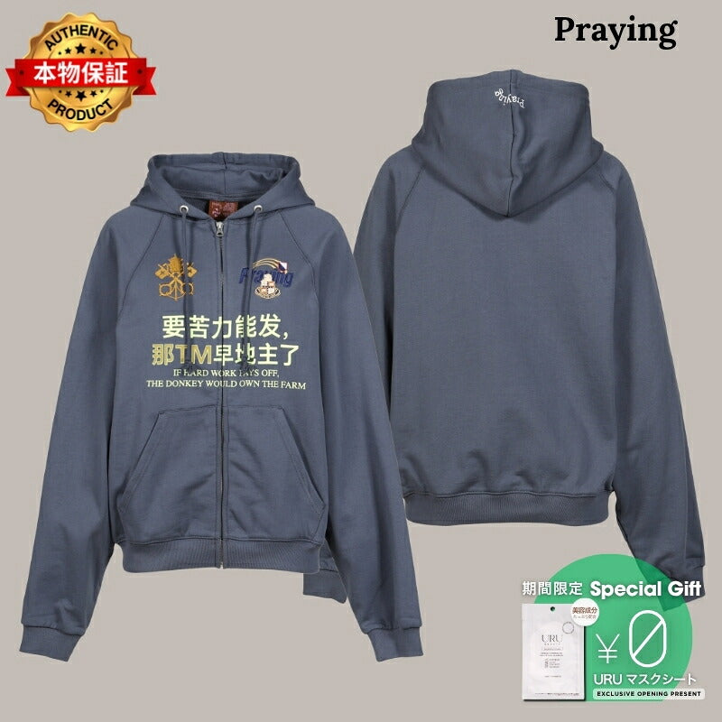 PRAYING 【本物保証】 パーカー ストリート系 レディース HARD WORK HOODIE / NAVY