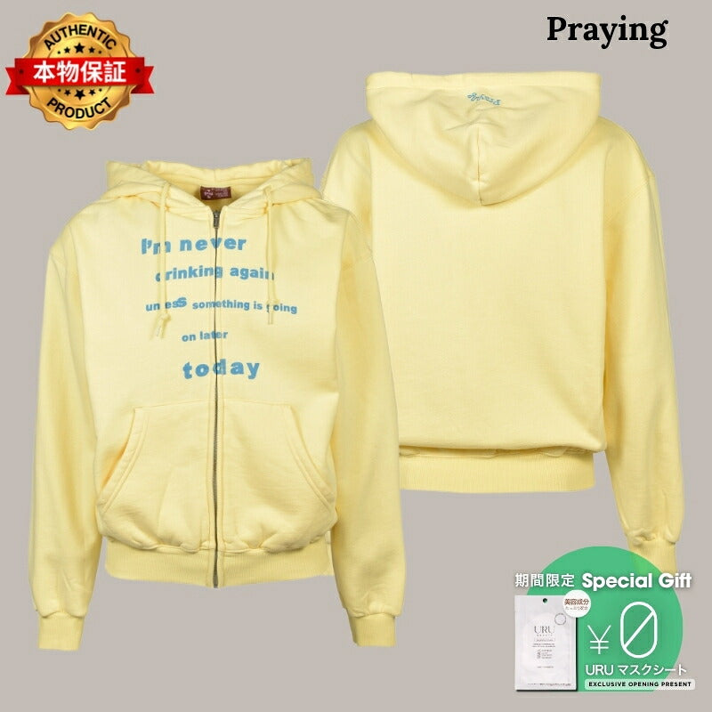 PRAYING 【本物保証】 パーカー ストリート系 レディース NEVER DRINKING AGAIN YELLOW HOODIE / YEL