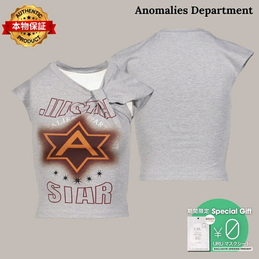 Anomalies Department 【本物保証】 Tシャツ ストリート系 レディース MILITARY BADGE PRINT STRUCTURED TOP / GRY