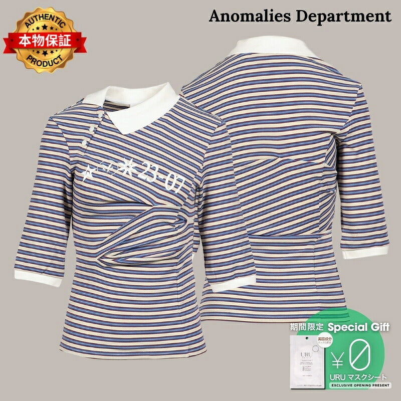 Anomalies Department 【本物保証】 Tシャツ ストリート系 レディース RETRO STRIPED ASYMMETRICAL POLO / PURPLE