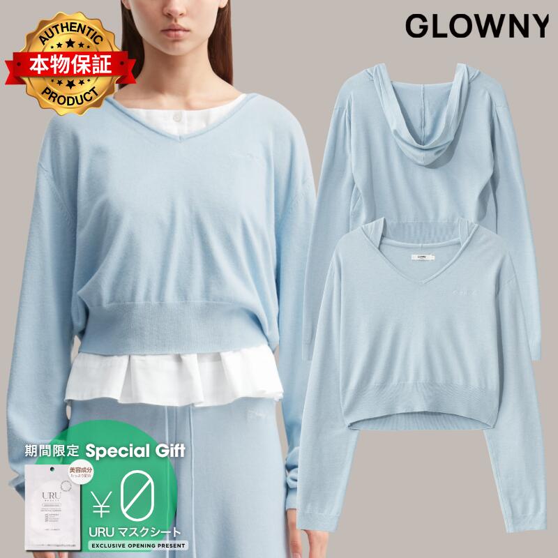 Glowny グロウニー 【本物保証】 パーカー ストリート系 レディース G Hug V-Neck Knit Hoodie