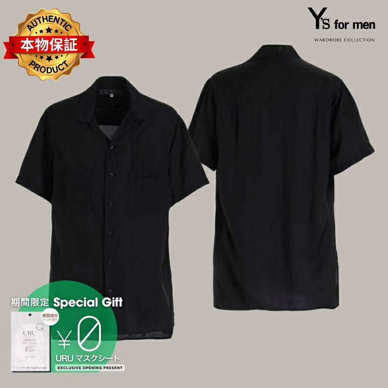 Ys for men 【本物保証】 シャツ ストリート系 メンズ CHAIN STITCH OPEN-COLLAR SHORT SLEEVE SHIRT