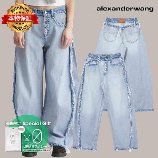 Alexander Wang アレキサンダーワン 【本物保証】 デニムパンツ ストリート系 レディース Mid-Rise Inverted Blow Up Jean With Embossed Logo