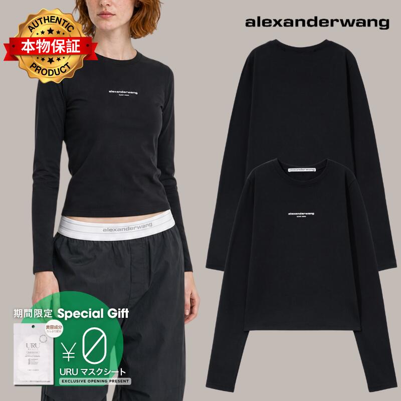 Alexander Wang アレキサンダーワン 【本物保証】 Tシャツ ストリート系 レディース Fitted Long Sleeves T-Shirt With Logo Print