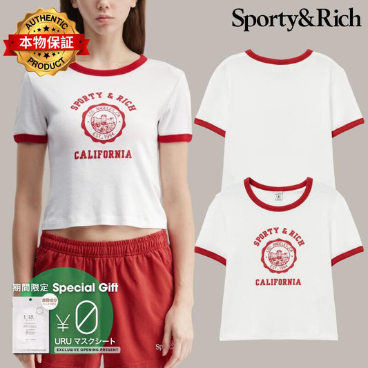 Sporty And Rich スポーティ＆リッチ 【本物保証】 Tシャツ ストリート系 レディース California Emblem Soft Ringer Tee