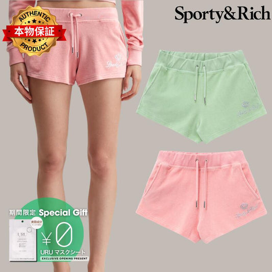 Sporty And Rich スポーティ＆リッチ 【本物保証】 ショートパンツ ストリート系 レディース Sporty & Rich X Juicy Couture Script Velour Short