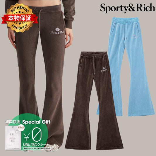 Sporty And Rich スポーティ＆リッチ 【本物保証】 パンツ ストリート系 レディース Sporty & Rich X Juicy Couture Script Velour Sweatpant