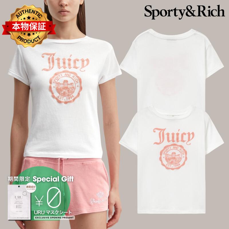Sporty And Rich スポーティ＆リッチ 【本物保証】 Tシャツ ストリート系 レディース Sporty & Rich X Juicy Couture Juicy Emblem Essentials T-Shirt