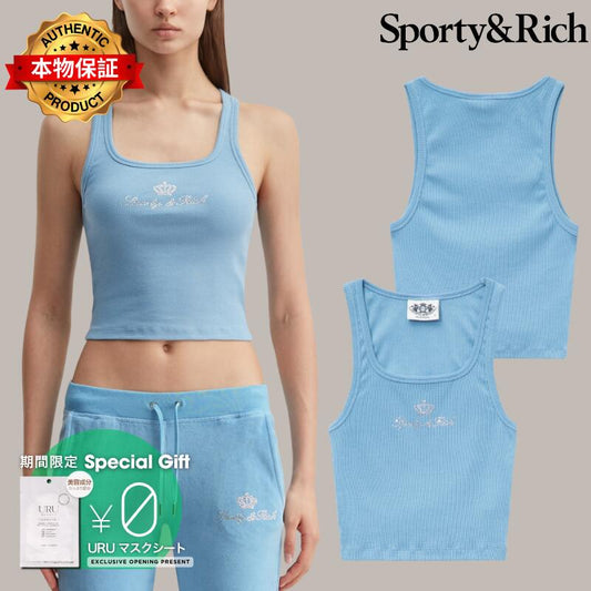 Sporty And Rich スポーティ＆リッチ 【本物保証】 Tシャツ ストリート系 レディース Sporty & Rich X Juicy Couture Crown Ribbed Tank