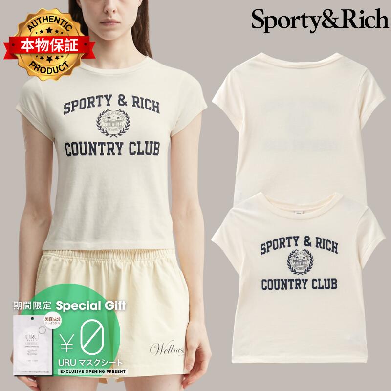 Sporty And Rich スポーティ＆リッチ 【本物保証】 Tシャツ ストリート系 レディース Varsity Crest Essential Tee
