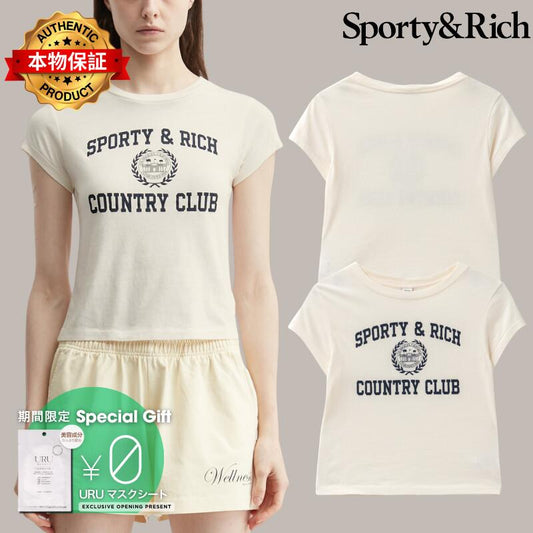 Sporty And Rich スポーティ＆リッチ 【本物保証】 Tシャツ ストリート系 レディース Varsity Crest Essential Tee